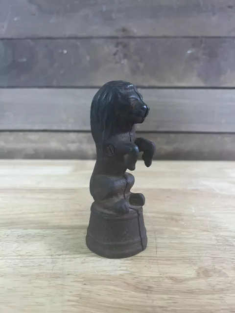 Vintage Cast Iron Rearing Lion Bank