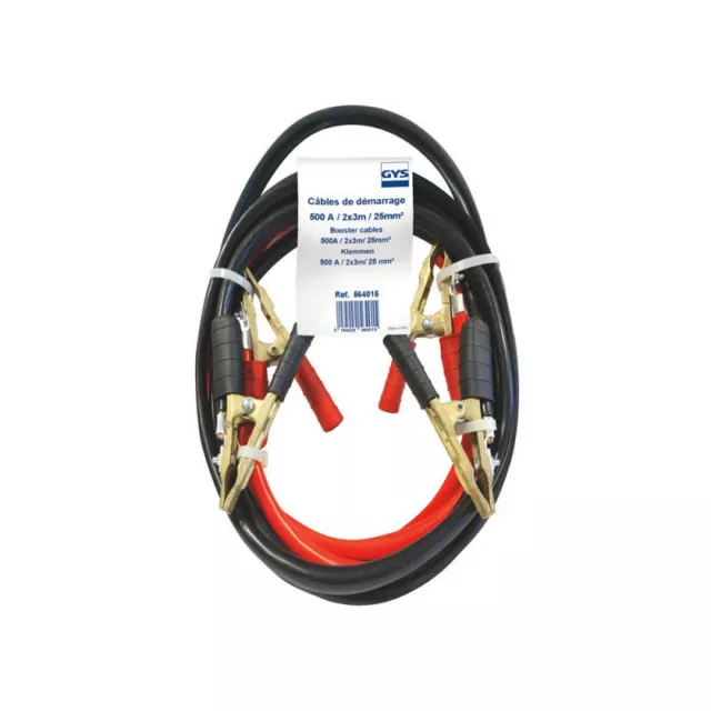 cable dépannage démarrage PRO 564015 GYS 500A 25mm² longueur 3M Pince pro lai...