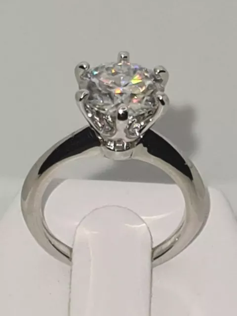 925 Sterling Silver 18K White Gold Plated 3Ct Moissanite Dvvs1 Engagement Ring