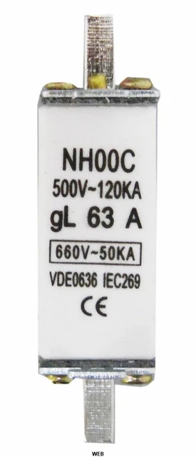 Fusibile 63 A gL NH00C 500V - 120kA FATO