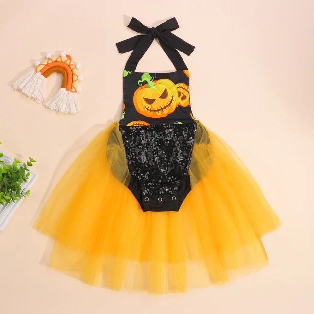 Vestiti neonata bambina Halloween zucca supporto tutù tutù tuta