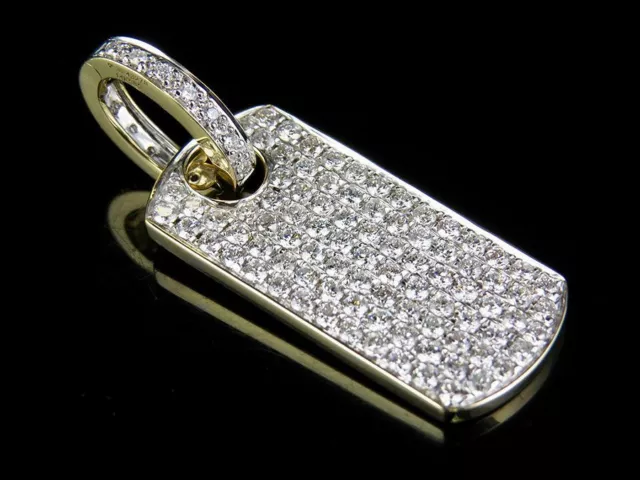 2.20 CT Round Cut Moissanite Dog Tag Pendant 14K Yellow Gold Plated 1.5"