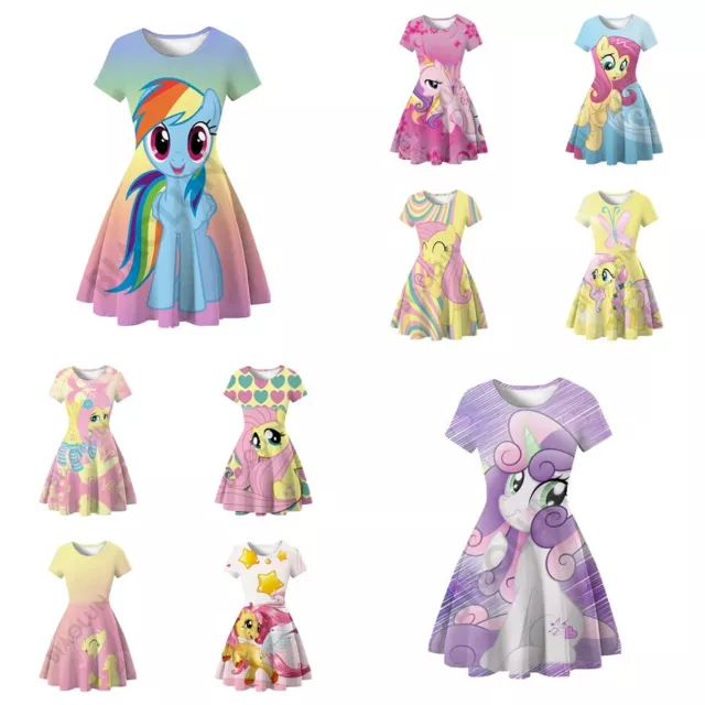 Kids Girls My Little Pony Princess Dress Party Tutu Dress Skirt Nightdress UK