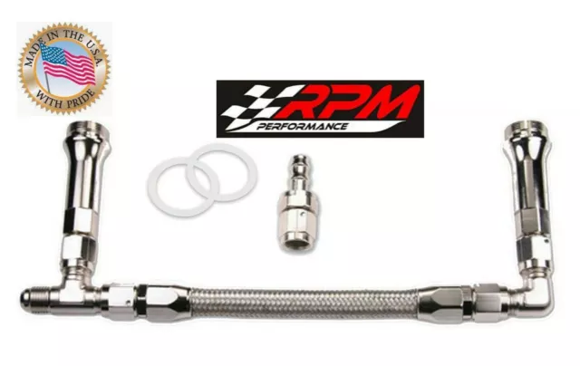 Holley Carb Carburetor SILVER Braided Fuel Line Dual Feed DoublePump 4150 6AN F1