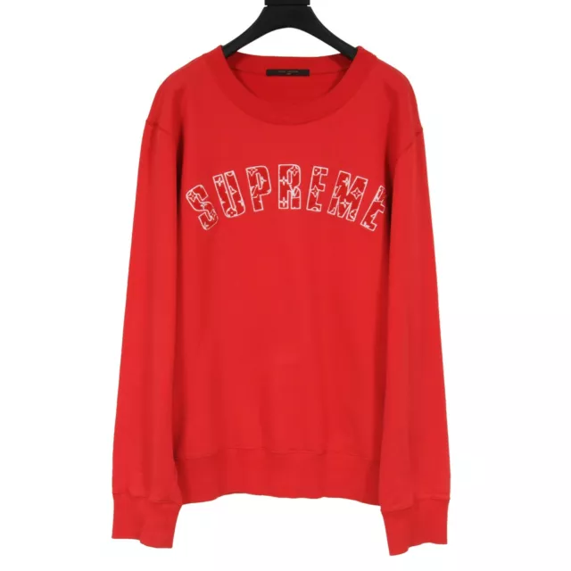 Louis Vuitton Supreme Mens Arc Logo Embroidered Sweatshirt Size XXL Red Cotton