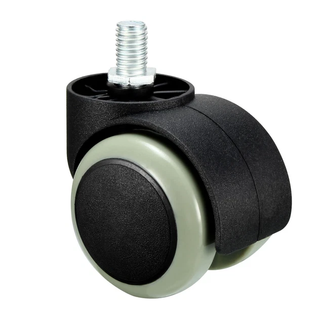 Office Chair Casters Wheels 2 Inch PU Twin Wheel Threaded Stem Gray, 2 Pcs.