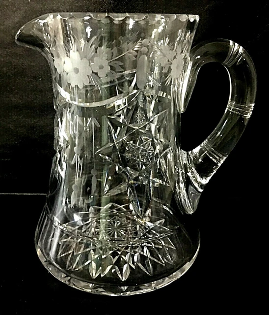 Hawkes EMPIRE American Brilliant Period Cut Glass Pitcher 7 3/4" tall MINT