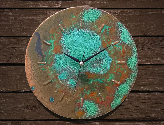 Art Deco Handmade Copper Metal Silent Wall Clock Mid Century Wall Art Decor Gift