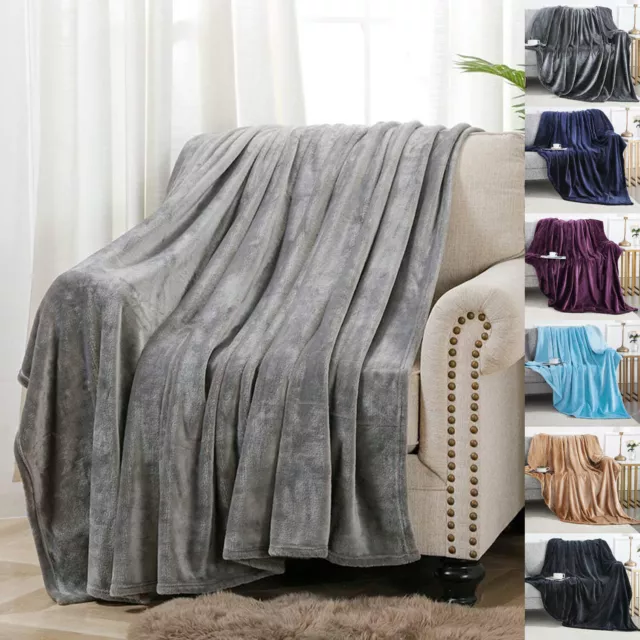 Fleece Blanket Large Super Sofa Throw Soft Warm Faux Fur Mink Double / King Size