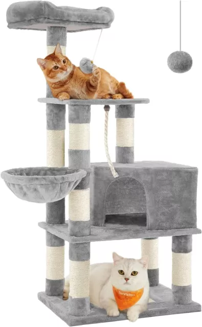 Feandrea Cat Tree, 138 cm Cat Tower for Indoor Cats, Plush Cat Condo with Scratc