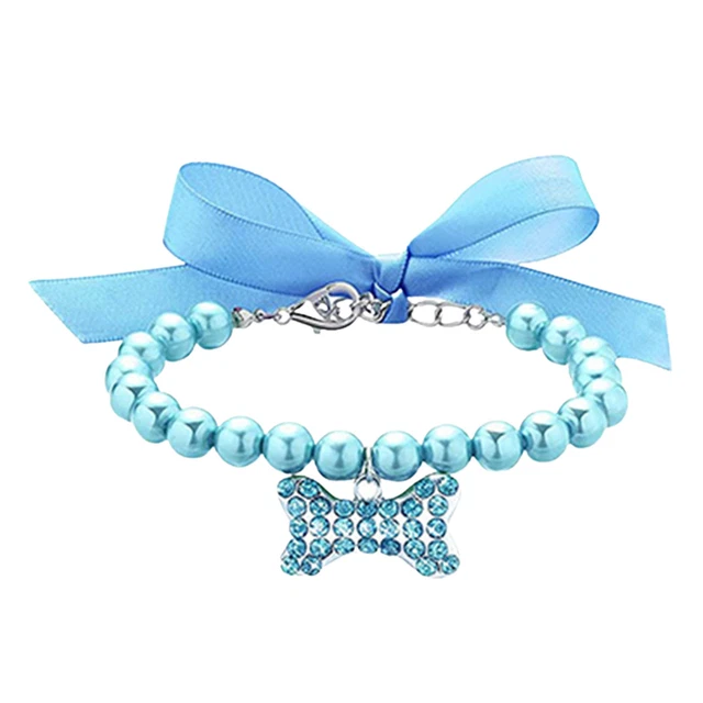Cute Pet Dog Bling Rhinestone Pearl Collar Fancy Crystal Jewellery Dogs Necklace