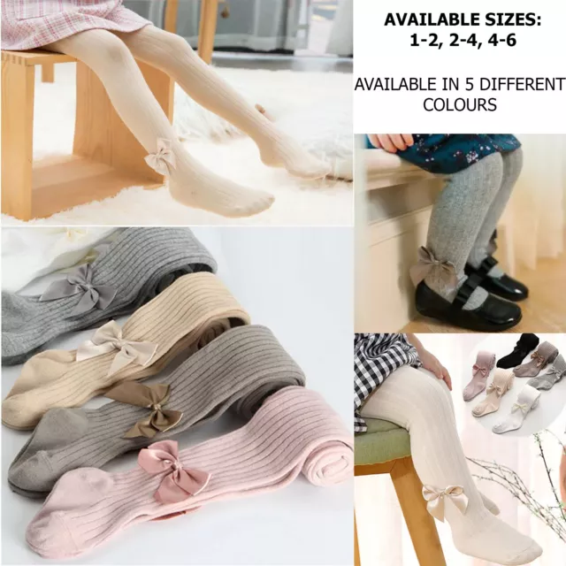 Toddler Infant Kids Baby Girls Cotton Warm Pantyhose Ribbon Bow Stockings Tights