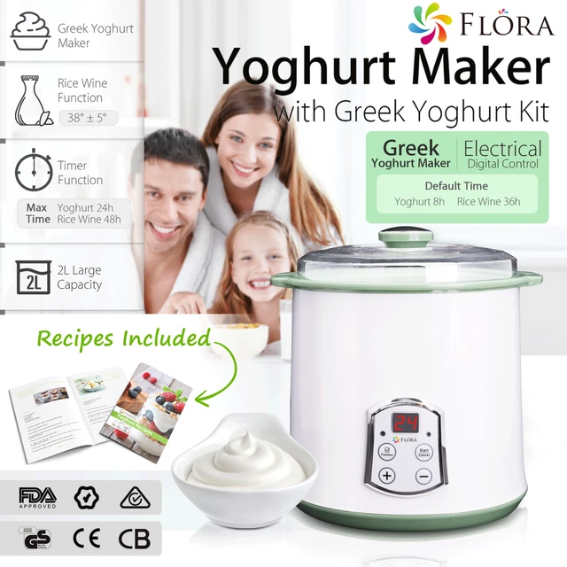 FLORA GREEK YOGHURT Maker 2L Automatic Yogurt Rice Wine DIY Machine
