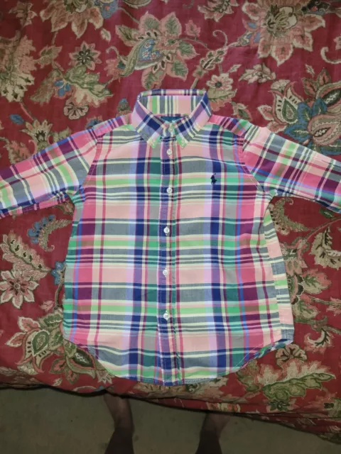 Boys Ralph Lauren Beautiful Preppy Plaid Oxford Size 4t Lightweight Cotton