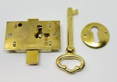 SMALL POLISHED BRASS Flush Mount Lock Set Kit Plated cupboard chest trunk desk