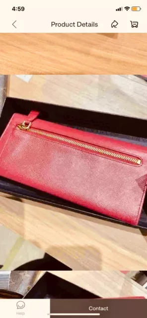 Authentic Stunning Red & Fuschia Prada Textured Saffiano Long Leather Wallet 2