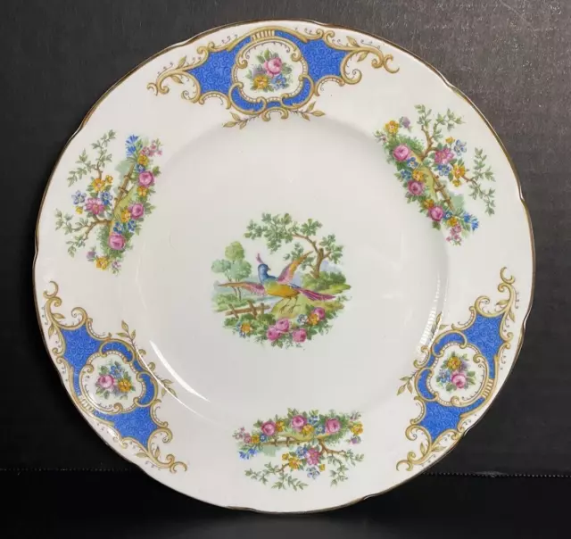 Vintage 1850 EB Foley Blue Broadway Made in England Bone China Plate Lunch Size