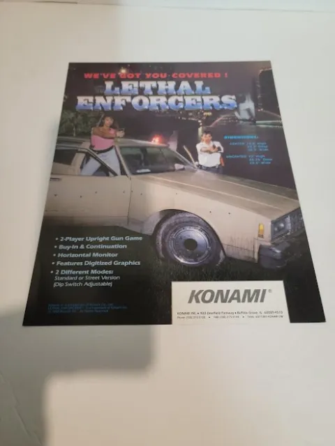 Flyer  KONAMI,LETHAL ENFORCERS  Arcade Video Game advertisement original see pic