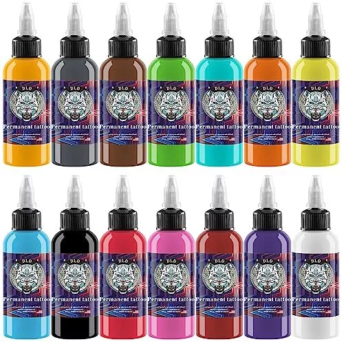 Juego de tinta de tatuaje – 14 colores básicos botellas de 1 onza/30 ml para su