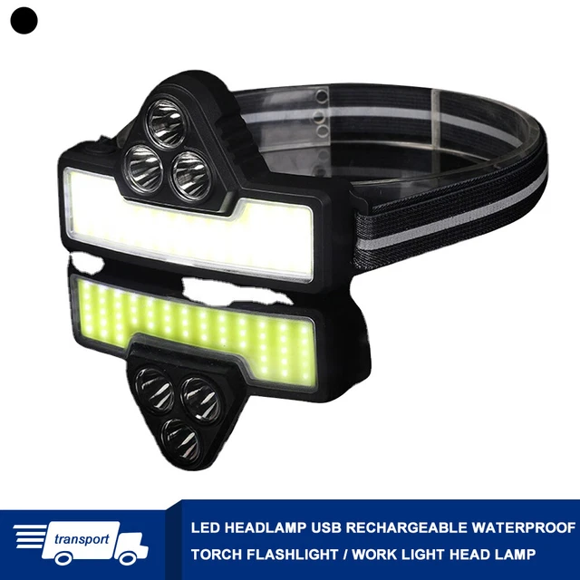 Flashlight Head Lamp USB LED Rechargeable Waterproof Work Light Emergency Lamp