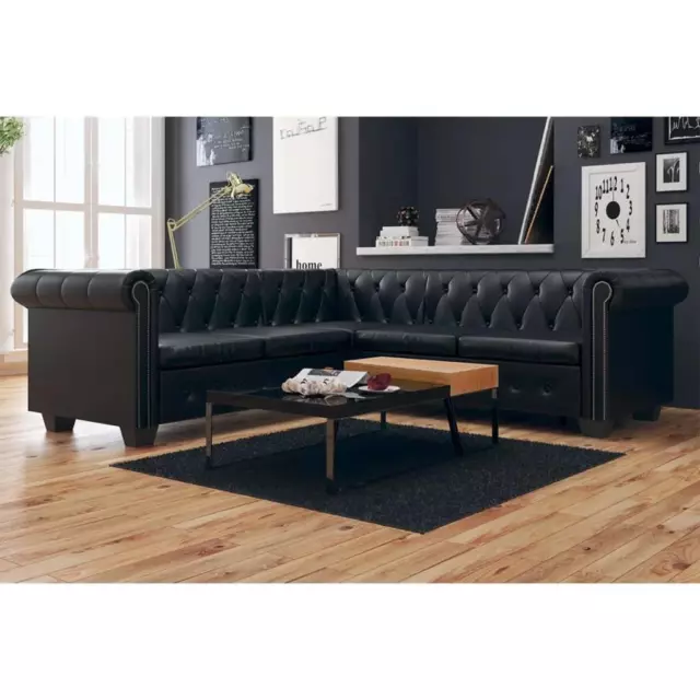 vidaXL Chesterfield Sofa Couch Wohnmöbel Büromöbel Garnitur Kunstleder Schwarz