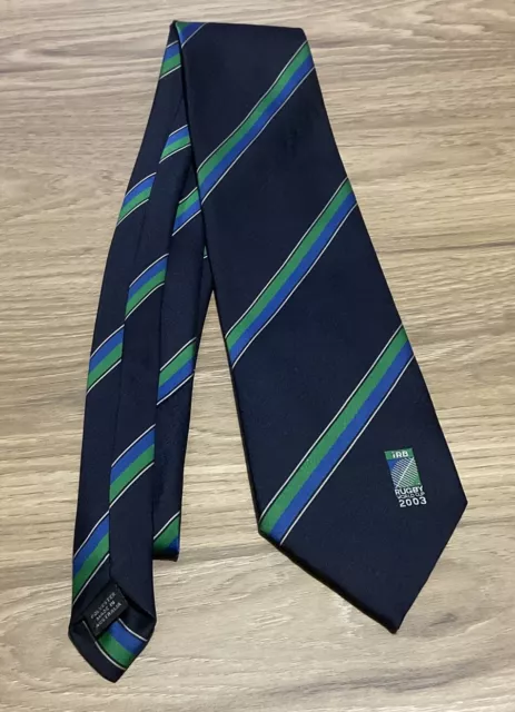 IRB Rugby World Cup 2003 Tie Union Men’s Black Blue Green Stripes Official