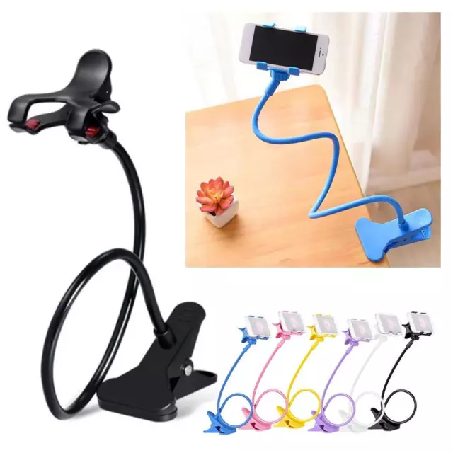 Universal Lazy Mobile Phone Gooseneck Stand Holder Flexible Bed Desk Table Clip