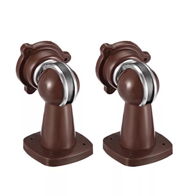 Plastic Door Magnetic Catch Holder Stopper Doorstop Screw Mount Brown 2pcs