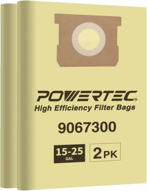 75025, 90673 Bags for Shop Vac Type J 9067300 Filter Bags, 15-25 Gal Vacuum, 2PK