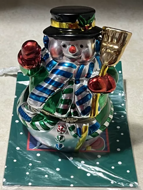 Mr. Christmas 6” Snowman Porcelain Animated Music Box Gift Bag Read #1