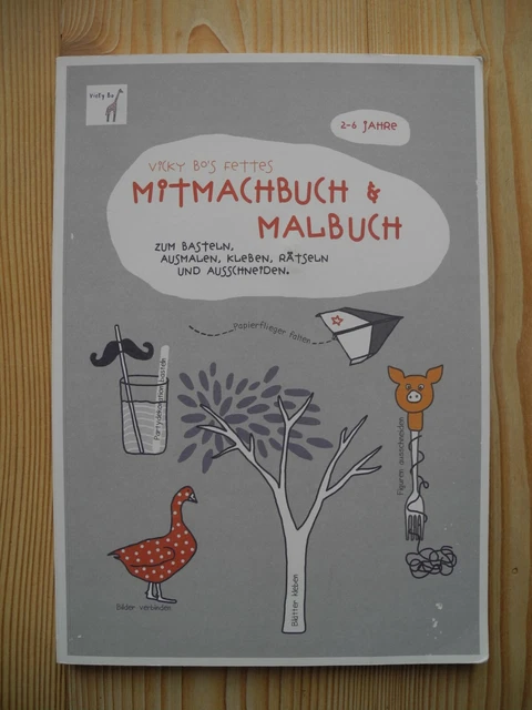Kinder MITMACHBUCH & MALBUCH zum Basteln Ausmalen Kleben Rätseln Ausschneiden