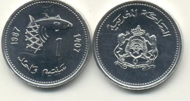 Pièce de monnaie COIN MONEY MONEDA MAROC MOROCCO 1 centime 1987 NEUVE UNC NEW