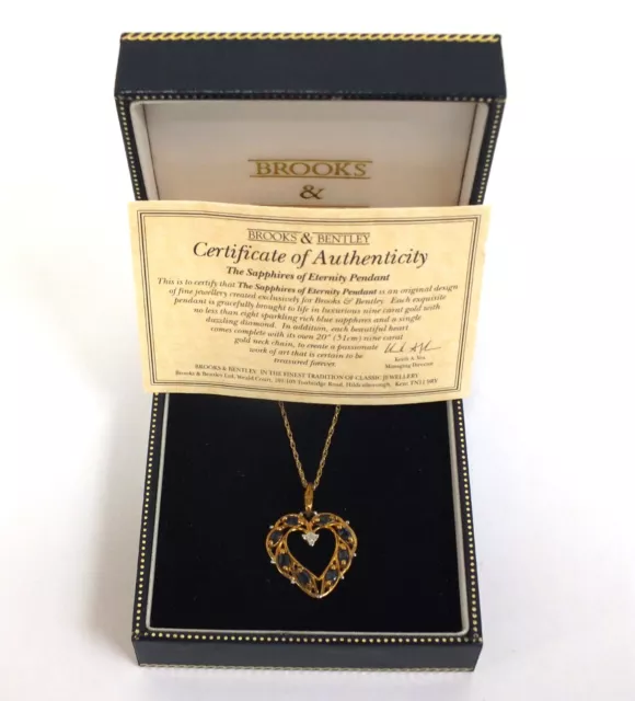 BROOKS BENTLEY 9ct Gold Chain Necklace With Sapphire Heart Pendant 2.6g DHS 83.00 PicClick UK