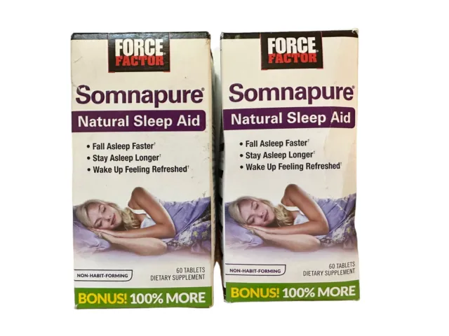 Ayuda natural para dormir Force Factor Somnapure 60 tabletas cada lote de 2 mejores para 9/2024
