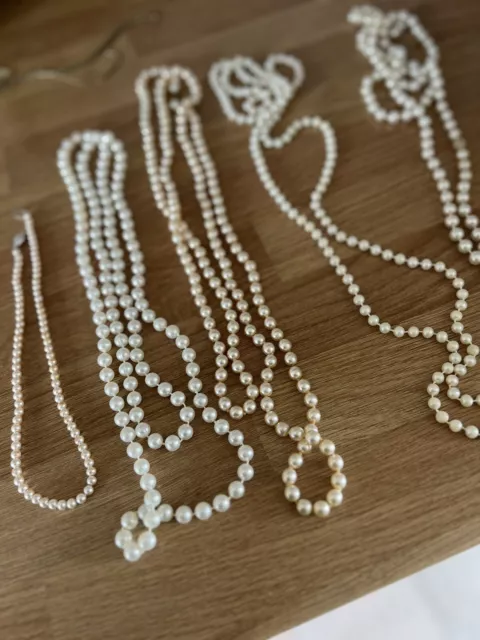 Job Lot Of Faux Pearl Necklaces