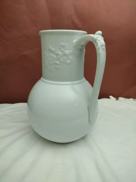 W. Antony& Sons Antique Opaque Pitcher Stone China England Milk White W Specks