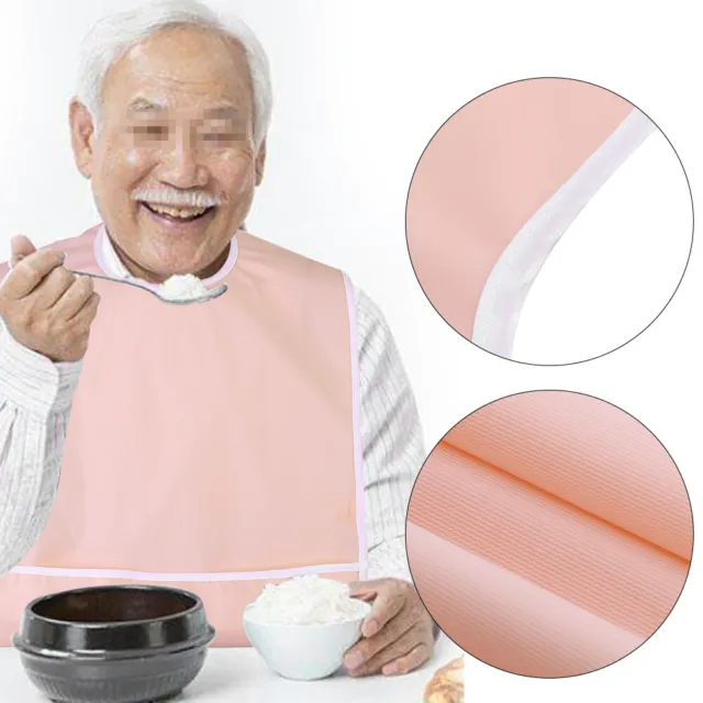 Ropa de babero para adultos mayores para comer ropa protector ayudante de comedor (rosa naranja) BST