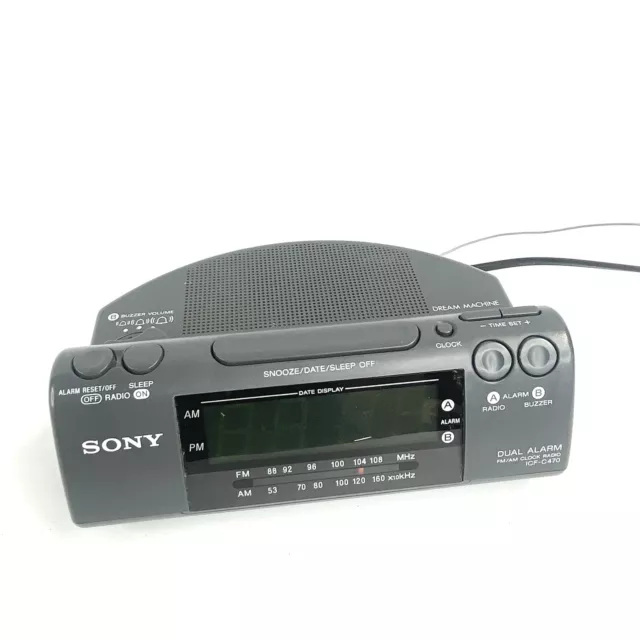 Sony Dream Machine ICF-C470 Dual Alarm Clock AM/FM Radio Tested Working