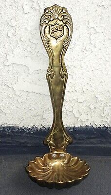 Vintage 17” Scalloped Solid Heavy Ornate Brass Ladle Wall Hanging 3.6 Pounds
