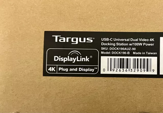 Targus USB-C Universal Dual Video 4K Docking Station - Black (DOCK190AUZ)