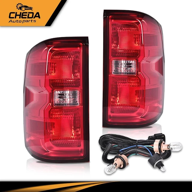Fit For 14-19 Silverado Red Lens Rear Tail Light Brake Lamp W/Wiring Harness