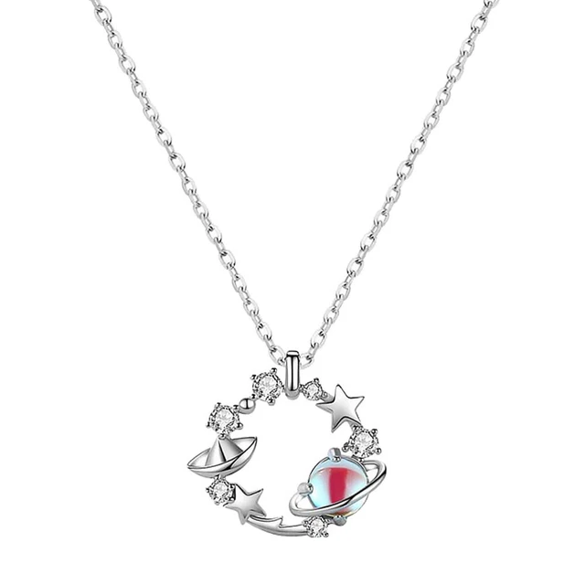 Crystal Pendant Planet Pendant Charms Ring Necklace Jewelry Necklace Gift