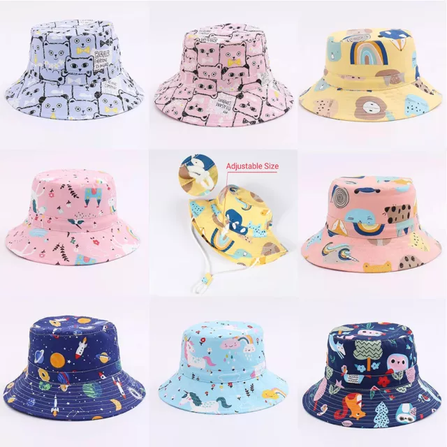 Girl Boy Kids Children Baby Bucket Sun Hat Wide Brim School Beach Outdoor Sport