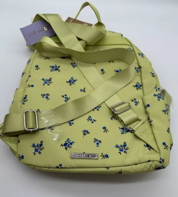 Madden Girl Proper Flap lime Green/Multi color Floral Nylon Zip Backpack 3