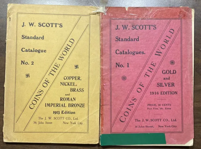 1913 and 1916 JW Scott's Standard Coins of the World Catalogues
