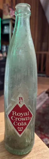 Vintage 16Oz  Half Quart Teal Rc Cola Royal Crown Soda Bottle