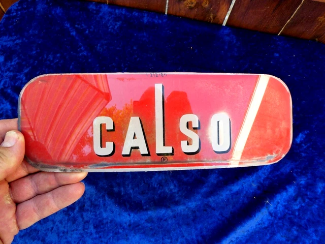 Vintage Calso Glass Pump Plate Sign