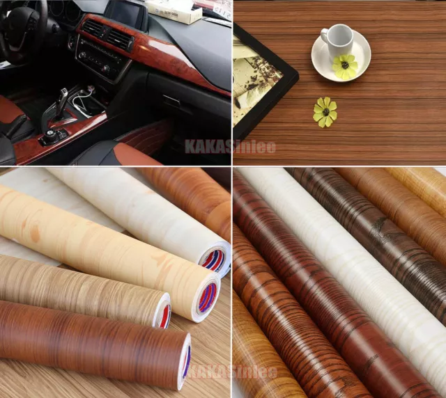 Home Car Interior Decors Self-Adhesive Wood Grain Textured Vinyl Wrap Sticker CF