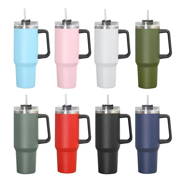 Tumbler Travel Adventure Cup 40oz Stainless Steel Handle Mug Straw Insulated