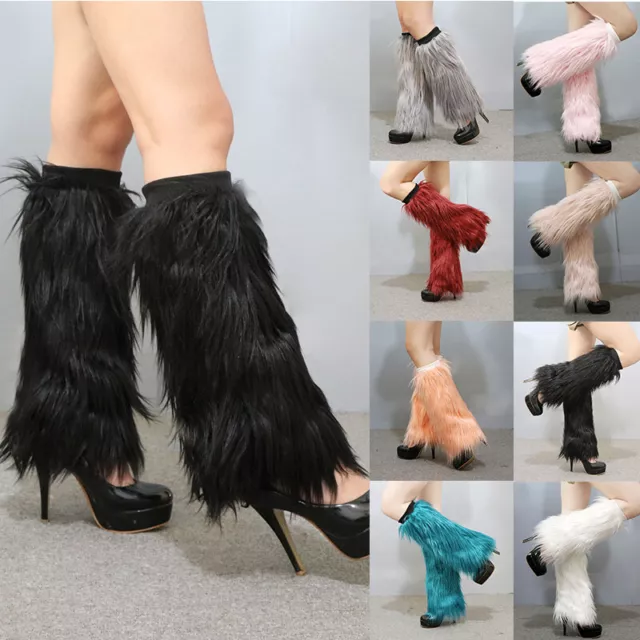 Faux Fur Furry Knee High Soft Leg Warmers Boot Socks Foot Covers Ankle Warmer